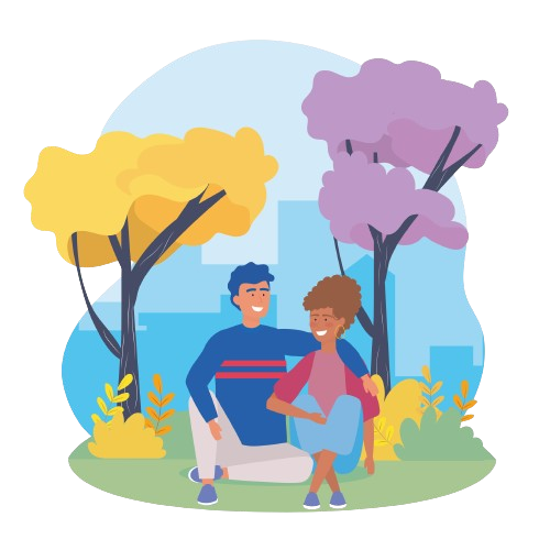 vector illustration of man and woman in park
